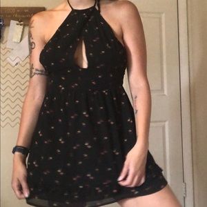 Black dress with float print